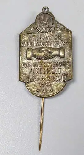 Abzeichen I. Schnitter und Professionistenfest des Jugendvereins Einigkeit 1922