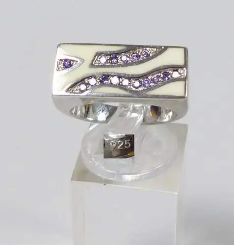 Ring aus 925er Silber mit amethystfarbenen Steinen, Gr. 58/Ø 18,4 mm  (da5324)