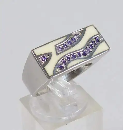 Ring aus 925er Silber mit amethystfarbenen Steinen, Gr. 58/Ø 18,4 mm  (da5324)