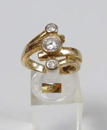 Ring aus 925er Silber vergoldet mit Bergkristallen, Gr. 57/Ø 18 mm  (da5301)