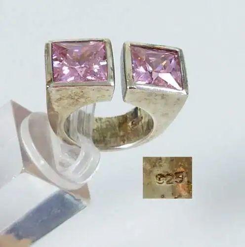 Ring aus 925er Silber mit rosa Edelsteinen, Gr. 53/Ø 16,8 mm  (da5145)
