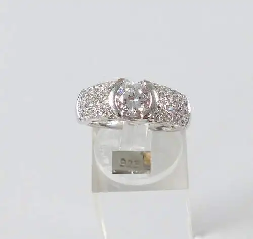 Ring aus 925er Silber mit weißen Edelsteinen, Gr. 53/Ø 16,8 mm  (da5055)