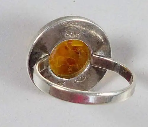 Ring aus 835er Silber Fischland mit Bernstein/Amber, Gr. 52/Ø 16,5 mm  (da5254)