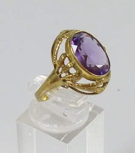 Ring 333 Gold Gelgold mit Amethyst , Gr. 59/Ø 18,8 mm