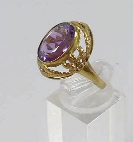 Ring 333 Gold Gelgold mit Amethyst , Gr. 59/Ø 18,8 mm