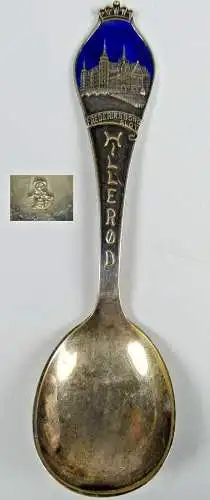 Gründerzeit Sahnelöffel aus 800er Silber mit Putte sehr dekorativ  (da4892)