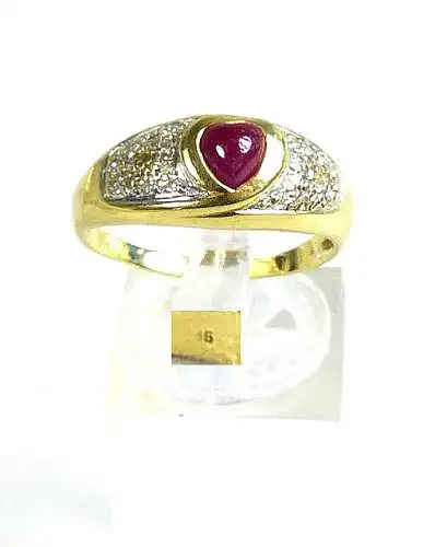 Herz Ring aus 585er Gold mit roter Jade Größe 63