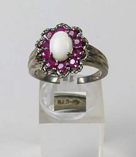 Ring aus 925er Silber mit Opal und Amethyste, Gr. 60/Ø 19,1 mm  (da5135)