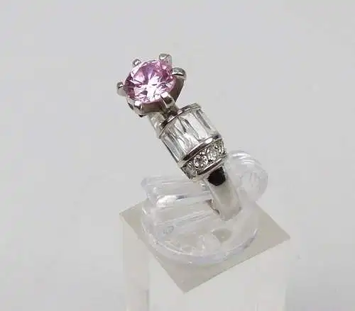 Ring aus 925er Silber mit rosa und weißen Kristallen, Gr. 60/Ø 19,1 mm  (da4923)