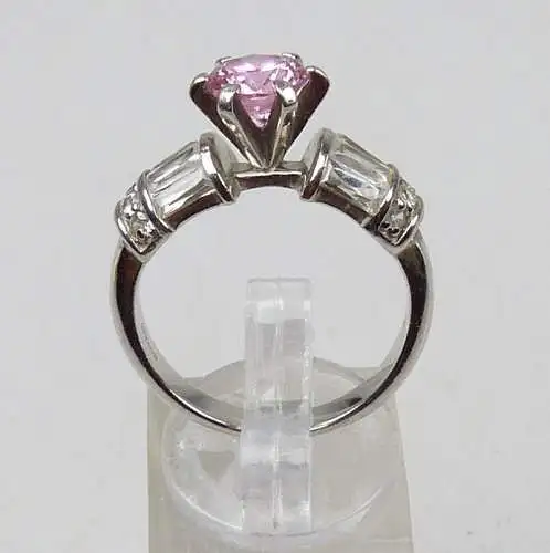 Ring aus 925er Silber mit rosa und weißen Kristallen, Gr. 60/Ø 19,1 mm  (da4923)