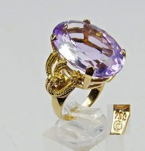 Designer-Ring aus 750 Gold mit großem Amethyst, Gr. 56/Ø 17,8 mm  (da5035)