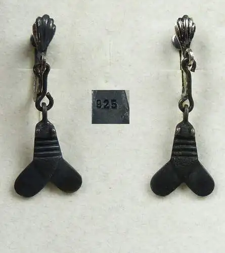 Jugendstil-Ohrringe/Schrauber aus 925er Silber mit stilisierten Fliegen (da4989)