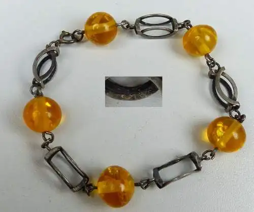 Armband aus 835er Silber mit Bernstein/Amber-Imitat          (da4963)