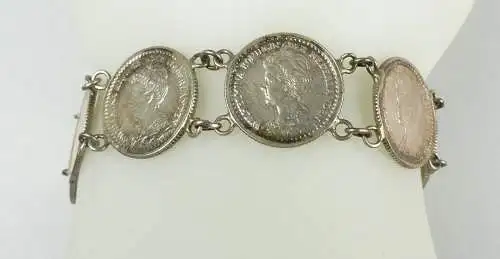 Armband aus 10 Cent Stücken von 1917 Niederlande Silber Grabenarbeit (da4627)