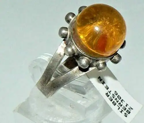 Ring aus Silber mit Bernstein/Amber, Gr. 56/Ø 17,5 mm  (da4275)