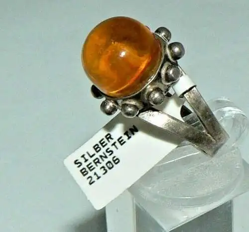 Ring aus Silber mit Bernstein/Amber, Gr. 56/Ø 17,5 mm  (da4275)
