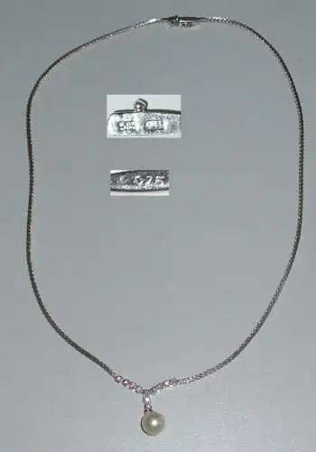 Bezauberndes Collier aus 585 Weißgold mit Perle und Diamanten 0,25 ct (da4229)