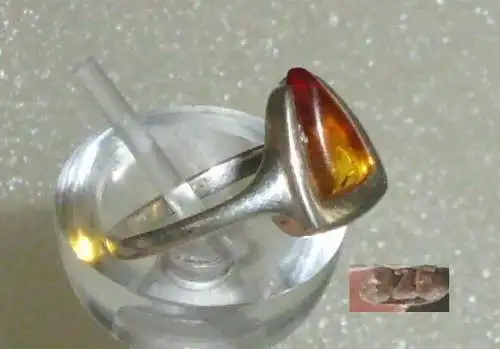 Ring aus 925er Silber mit Bernstein/Amber, Gr. 57 Ø 18,1 mm (da3916)