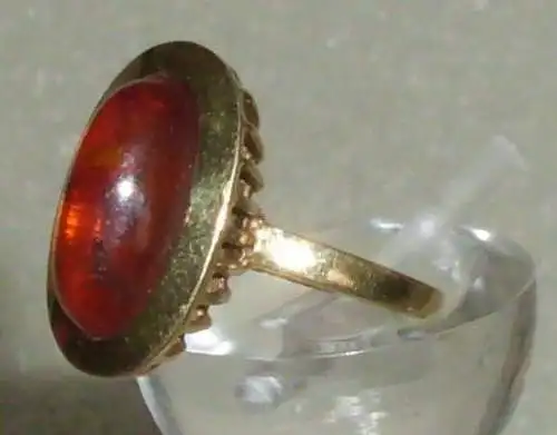 Ring aus 585er Gold mit Bernstein/Amber, Gr. 51 Ø 16,2 mm (da3915)