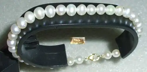 Tolles altes Perlen-Armband mit Verschluß aus 375er Gold  (da3785)