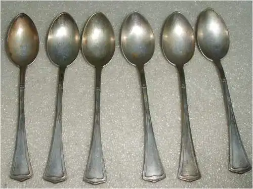 6 feine original alte Jugendstil  Mokkalöffel aus 800 Silber (da3713)
