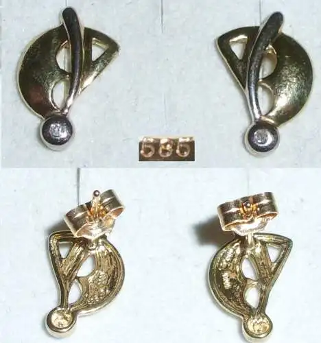 Ohrringe Stecker aus 333er Gold mit winzigem Diamant  (da3638)