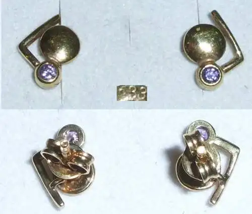 Ohrringe Stecker aus 333er Gold mit weißen Steinen  (da3635)