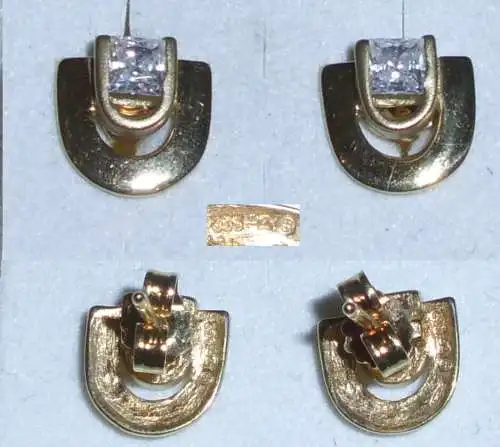 Ohrringe Stecker aus 333er Gold mit weißen Steinen  (da3632)