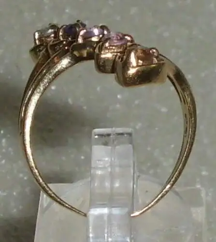 Ring aus 925er Silber vergoldet m. versch. Steinen, Gr.56, Ø 17,8 mm (da3594)