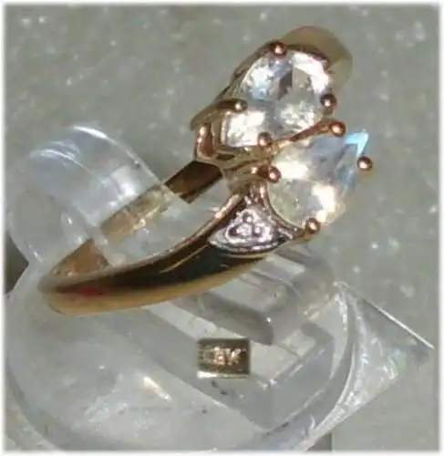 Ring aus 375er/9 K Gelbgold mit weißen Steinen,  Gr. 51 Ø 16,2 mm  (da3541)