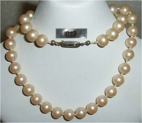 Perlen-Kette mit Schloß aus 835er Silber (da3264)