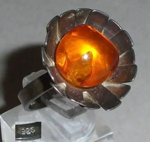 Ring 925er Silber mit Bernstein/Amber, Gr. 55 (17,5 mm Ø), (da2851)