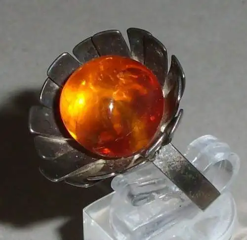 Ring 925er Silber mit Bernstein/Amber, Gr. 55 (17,5 mm Ø), (da2851)