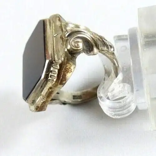 Toller Ring aus 800 Silber mit Onyx  in OVP Rudolf Reimer Sebnitz Sachsen