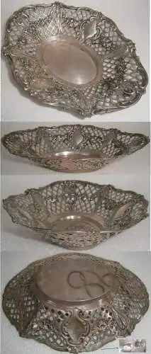 Alte Silberschale aus 800 Silber mit Rosen