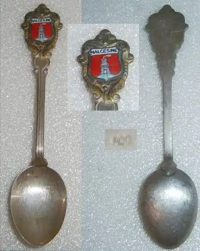 Toller Sammler-Löffel MALCESINE aus 800 Silber mit Wappen aus Emaille