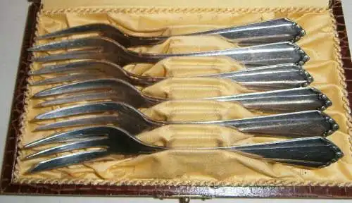 6 Kuchengabeln 90er Silberauflage