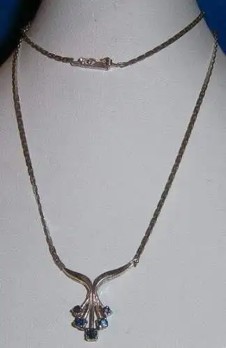 Sehr schönes altes Collier aus 925 Silber mit Saphiren   (c8320)