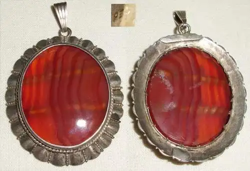 Anhänger 835 Silber mit dunklem Bernstein/Amber (c7338)