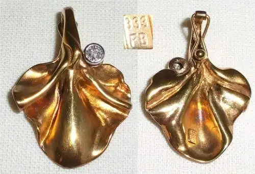 Anhänger für Perlenkette aus 333 Gold mit Diamant 0,05 ct.   (c6512)