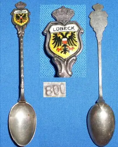 alter Kaffeelöffel/Sammlerlöffel aus 800 Silber Lübeck
