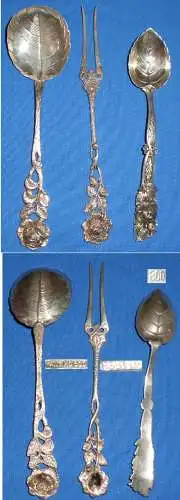3 alte Vorlege-Teile 800 Silber und 835 Silber    (c2546)