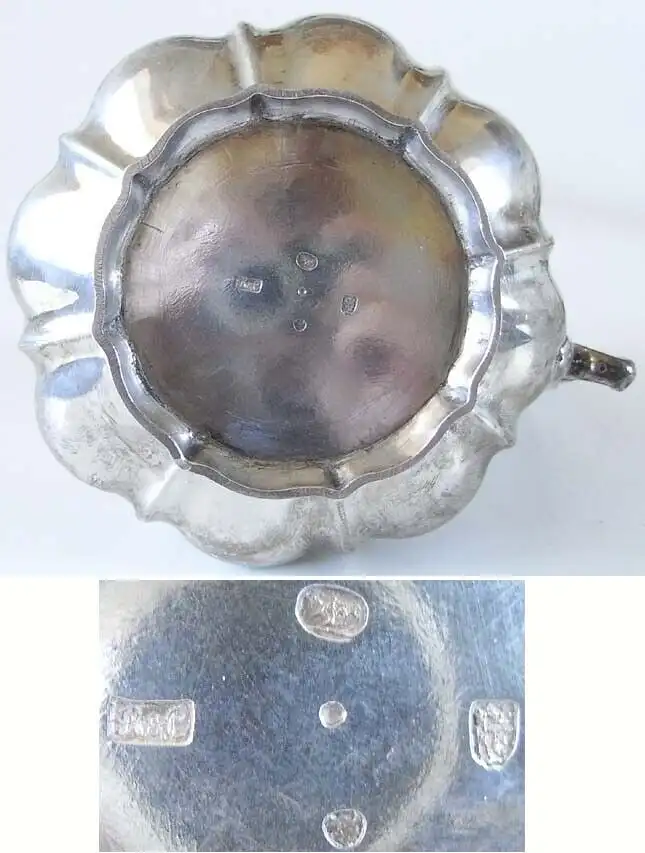 Alter Rahmgießer Sahnekännchen Milchkännchen mit alten Punzen in 750  Silber 3