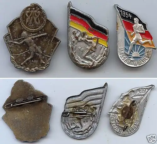 DDR 3 original alte Sportabzeichen um 1951 - 1954