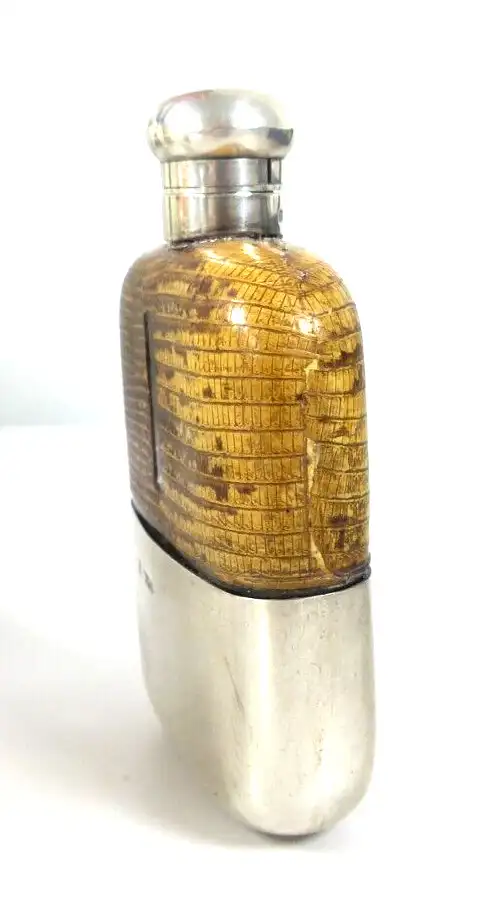 1928 Sheffield 925 Silber Frederiek C. Asman & Co. Flachmann mit Monogramm H. F. 2