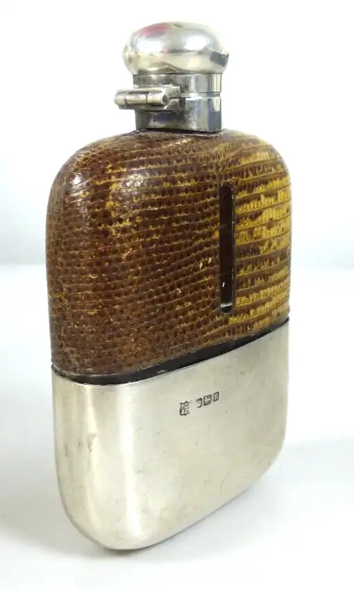 1928 Sheffield 925 Silber Frederiek C. Asman & Co. Flachmann mit Monogramm H. F. 3