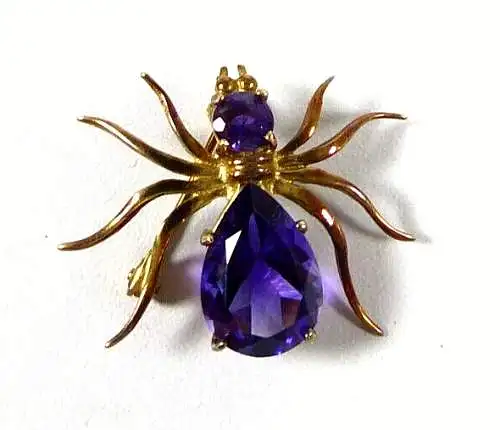 Spinne Brosche aus 333 Gold mit Amethyst