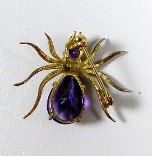 Spinne Brosche aus 333 Gold mit Amethyst