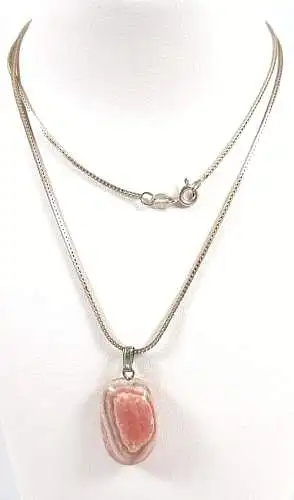 Kette aus 925 Silber mit Anhänger mit Rhodochrosit