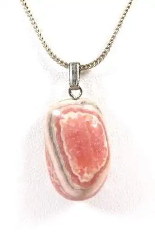 Kette aus 925 Silber mit Anhänger mit Rhodochrosit